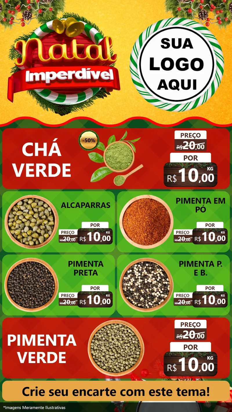 Modelo de TV para TV Vertical com o tema Natal Imperdível para Produtos Naturais
