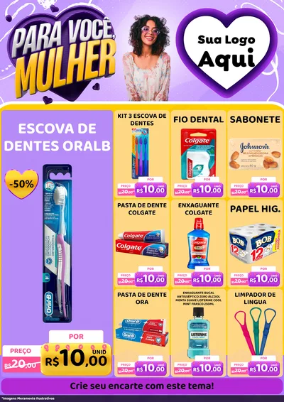 Modelo de Encarte para Encarte A4 Vertical com o tema Para Você, Mulher para Higiene Pessoal