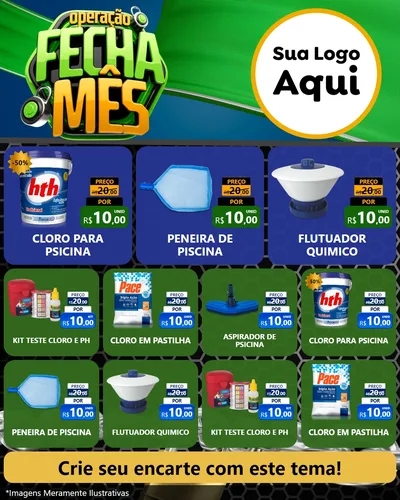 Modelo de Rede Social para Feed Instagram com o tema Operação Fecha Mês para Produtos para Piscina