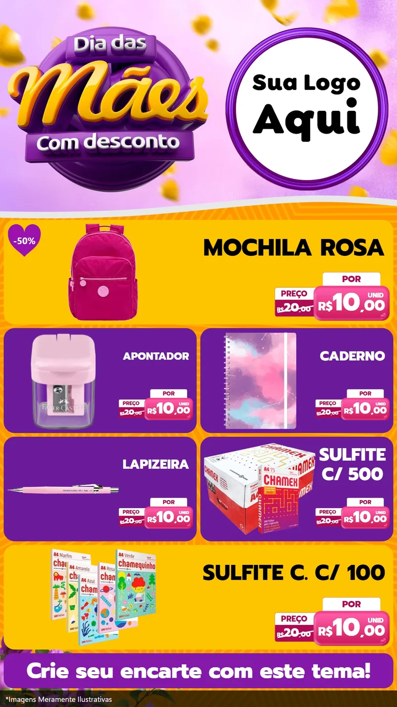 Modelo de TV para TV Vertical com o tema Dia das Mães com Desconto para Papelaria