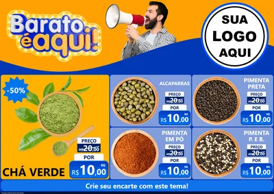 Modelo de Encarte para Encarte A4 Horizontal com o tema Barato é aqui para Produtos Naturais