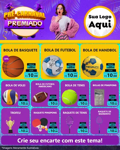 Modelo de Rede Social para Feed Instagram com o tema Pré-Carnaval Premiado para Artigos Esportivos