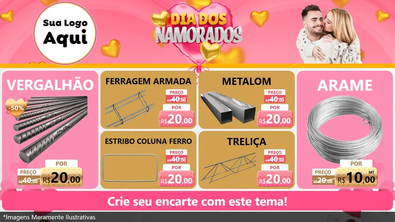 Modelo de TV para TV Horizontal com o tema Dia dos Namorados para Ferragens