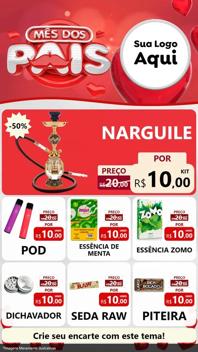 Modelo de Rede Social para Stories com o tema Mês dos Pais para Tabacaria