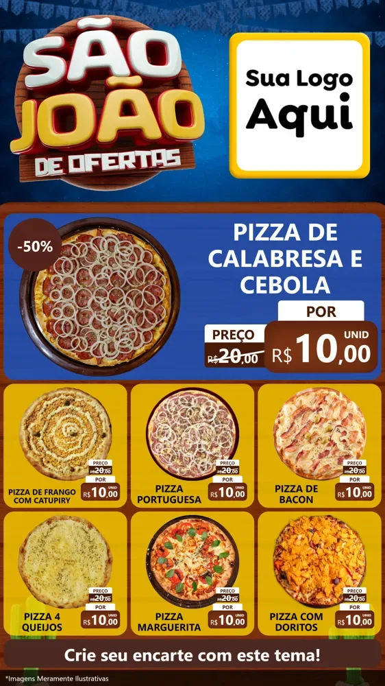 Modelo de Rede Social para Stories com o tema São João Ofertas Imbatíveis! - Junina para Pizzaria
