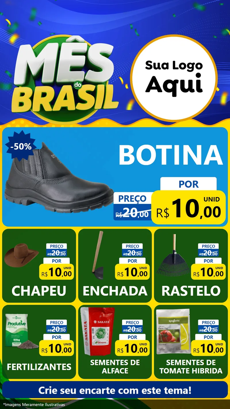 Modelo de Rede Social para Stories com o tema Mês do Brasil para Agropecuária