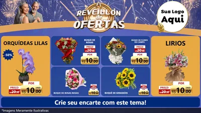 Modelo de TV para TV Horizontal com o tema Réveillon de Ofertas para Floricultura e jardim