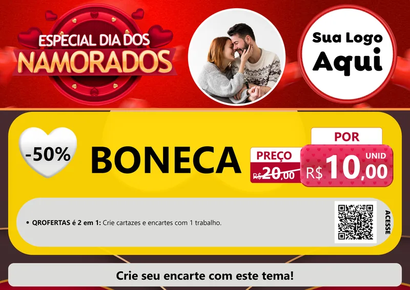 Modelo de Cartaz para Cartaz A4 Horizontal com o tema Especial Dia Dos Namorados para Brinquedos