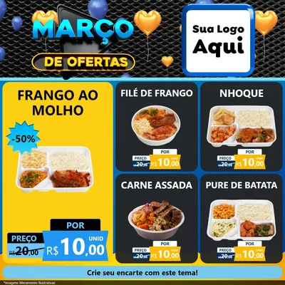 Modelo de Rede Social para Feed Facebook com o tema Março de Ofertas para Restaurante