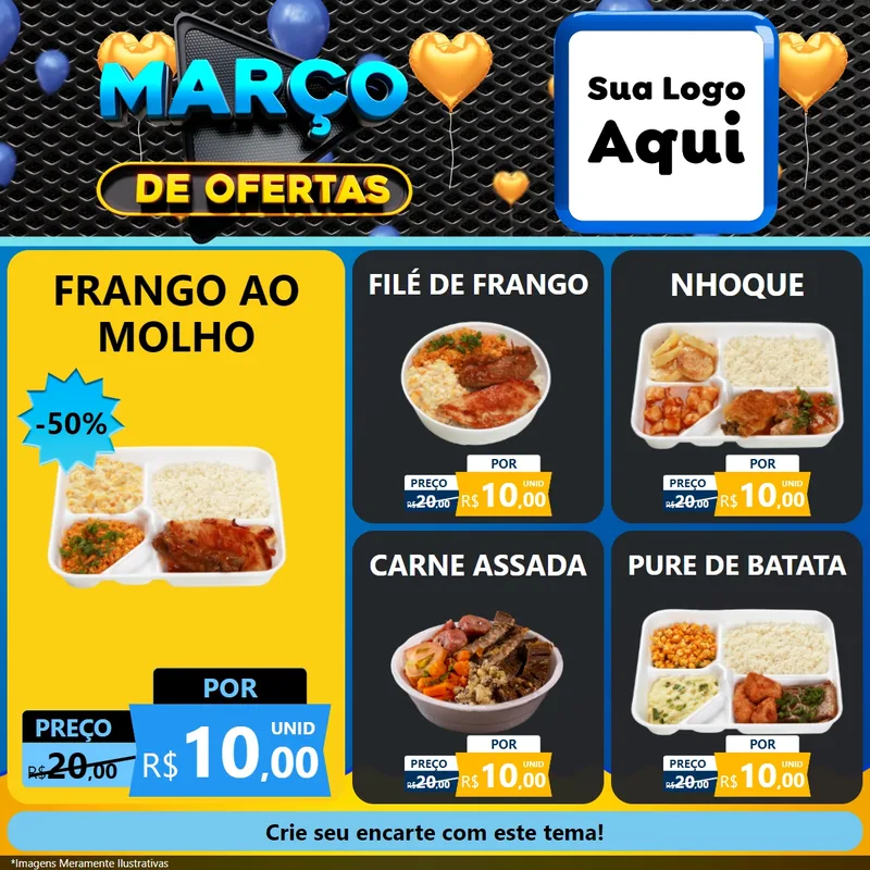 Modelo de Rede Social para Feed Facebook com o tema Março de Ofertas para Restaurante