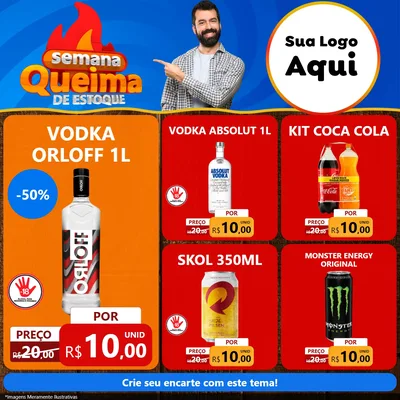 Modelo de Rede Social para Feed Facebook com o tema Semana Queima de Estoque para Distribuidora de bebidas
