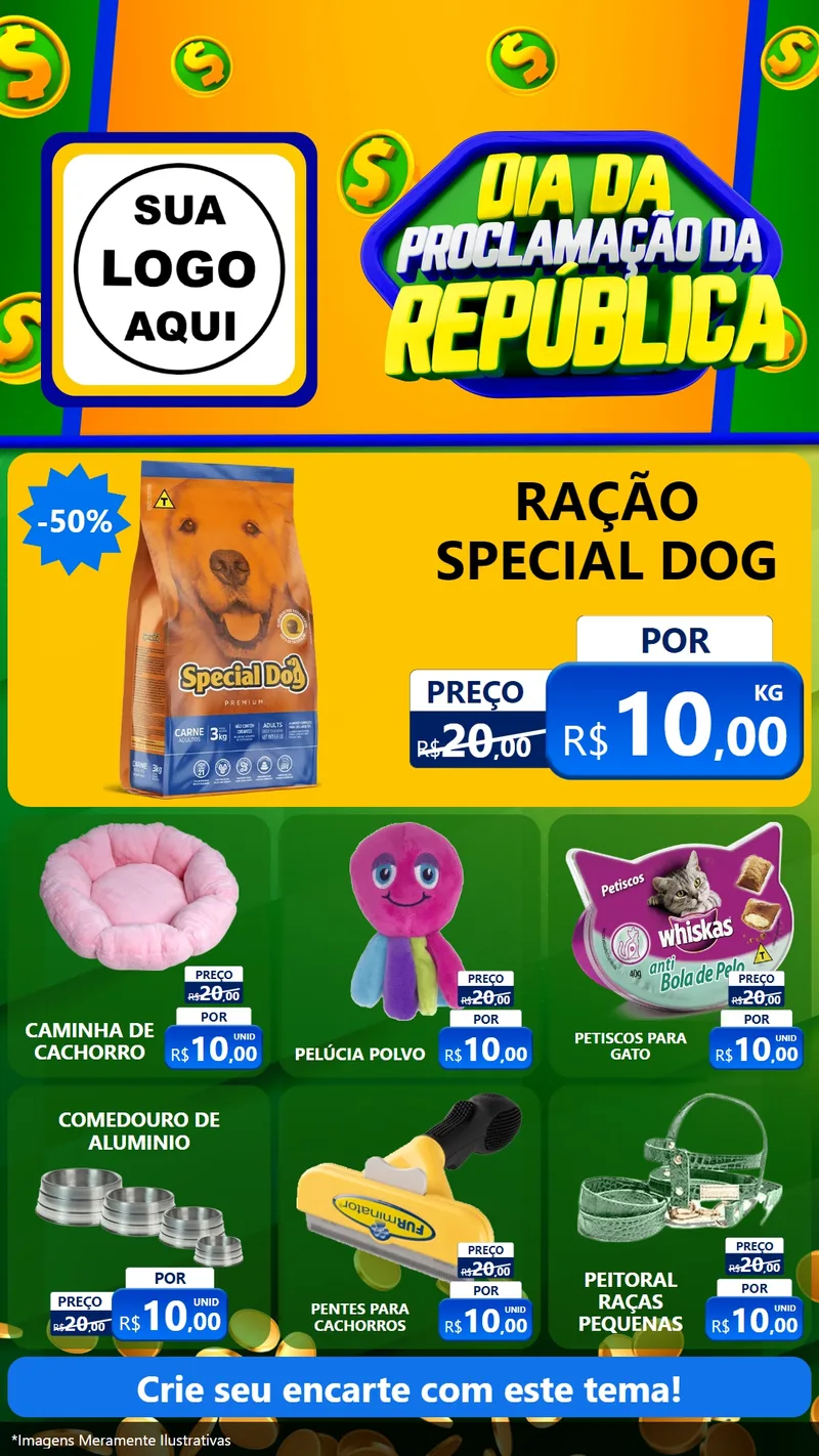 Modelo de Rede Social para Stories com o tema Dia Da Proclamação da República para Pet Shop