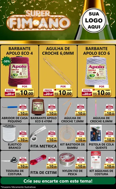 Modelo de Encarte para Encarte Grande com o tema Super Fim de Ano para Armarinho e Aviamentos