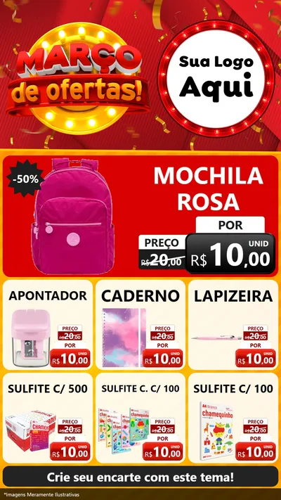 Modelo de Rede Social para Stories com o tema Março de Ofertas! para Papelaria