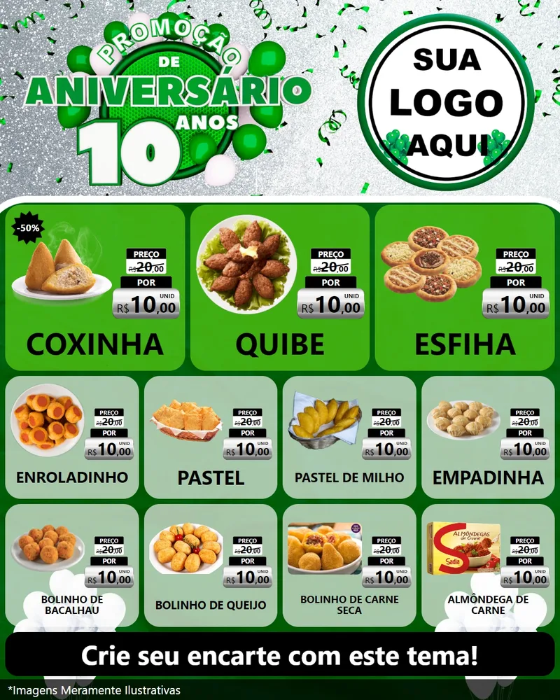 Modelo de Rede Social para Feed Instagram com o tema Promoção de Aniversário - 10 Anos para Salgadaria