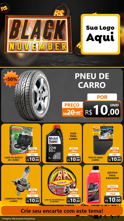 Modelo de Rede Social para Stories com o tema Black November para Auto peças
