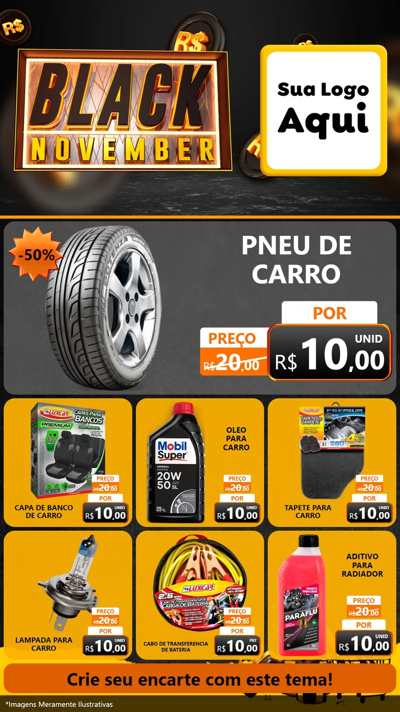 Modelo de Rede Social para Stories com o tema Black November para Auto peças