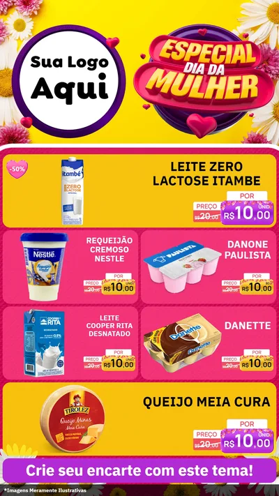 Modelo de TV para TV Vertical com o tema Especial Dia da Mulher para Frios e Laticínios