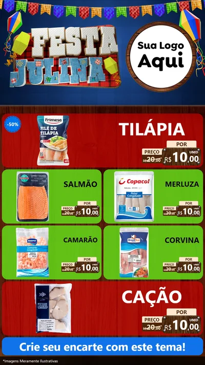 Modelo de TV para TV Vertical com o tema Festa Julina para Peixaria