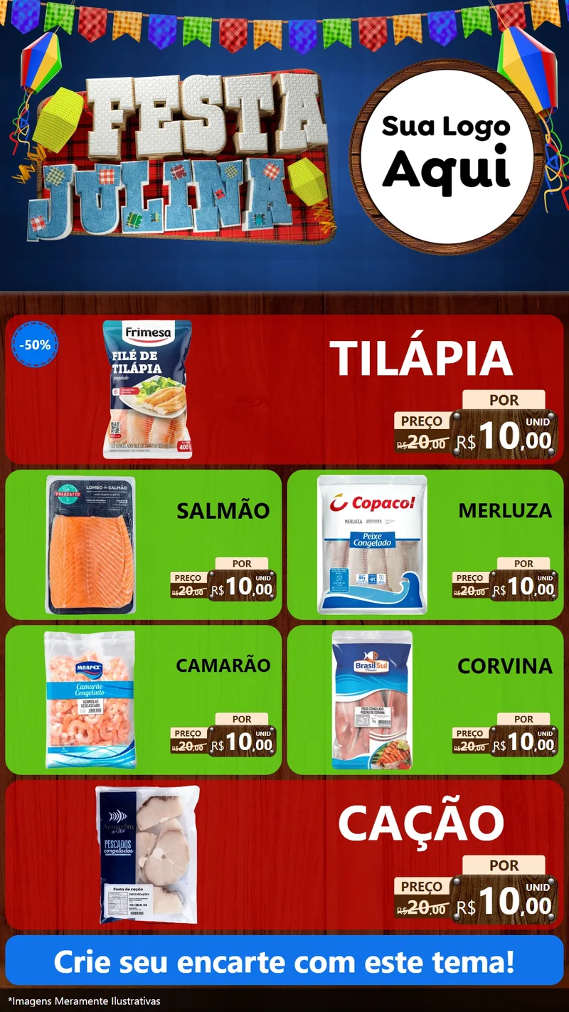 Modelo de TV para TV Vertical com o tema Festa Julina para Peixaria