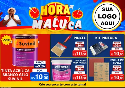Modelo de Encarte para Encarte A4 Horizontal com o tema Hora Maluca para Tintas e Ferramentas