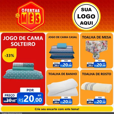 Modelo de Rede Social para Feed Facebook com o tema Ofertas do Mês para Cama, Mesa e Banho