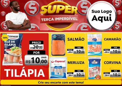 Modelo de Encarte para Encarte A4 Horizontal com o tema Super Terça Imperdível para Peixaria