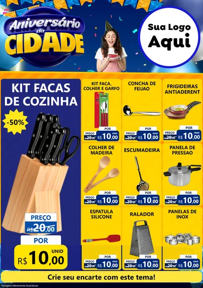 Modelo de Encarte para Encarte A4 Vertical com o tema Aniversário da Cidade para Utilidades Domésticas
