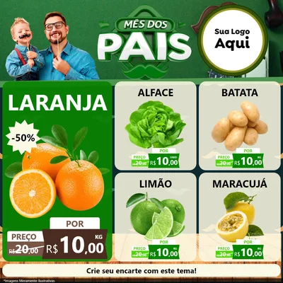 Modelo de Rede Social para Feed Facebook com o tema Mês dos Pais para Hortifrúti