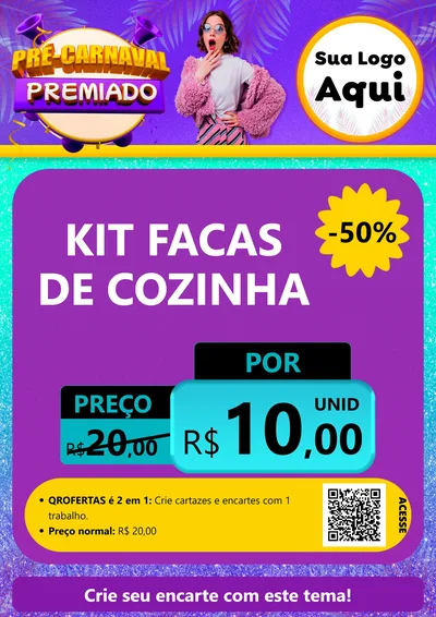 Modelo de Cartaz para Cartaz A4 Vertical com o tema Pré-Carnaval Premiado para Utilidades Domésticas