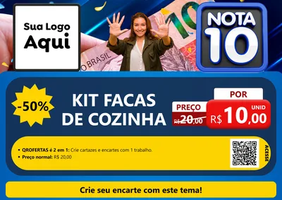 Modelo de Cartaz para Cartaz A4 Horizontal com o tema Nota 10 para Utilidades Domésticas