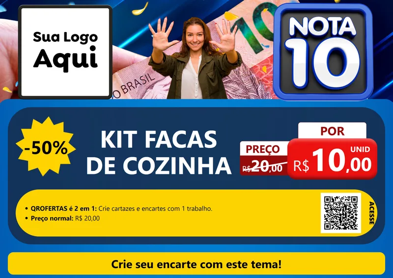 Modelo de Cartaz para Cartaz A4 Horizontal com o tema Nota 10 para Utilidades Domésticas
