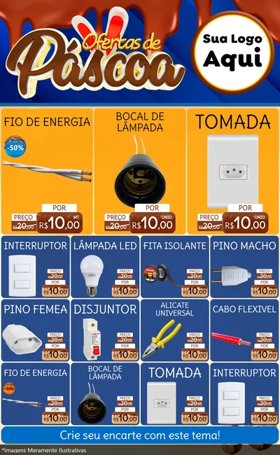 Modelo de Encarte para Encarte Grande com o tema Ofertas de Páscoa para Materiais Elétricos