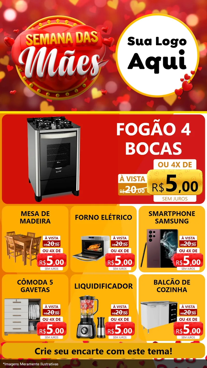 Modelo de Rede Social para Stories com o tema Semana das Mães para Móveis e Eletro
