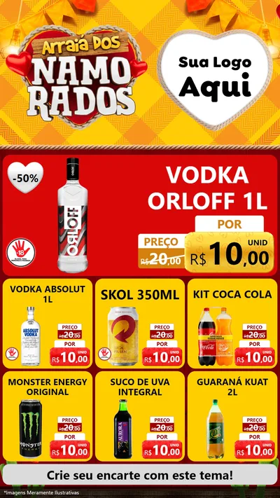 Modelo de Rede Social para Stories com o tema Arraiá dos Namorados para Distribuidora de bebidas