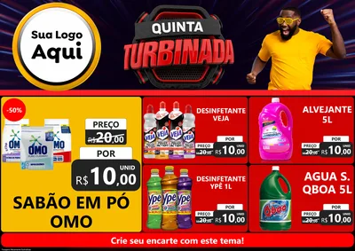 Modelo de Encarte para Encarte A4 Horizontal com o tema Quinta Turbinada para Produtos de Limpeza