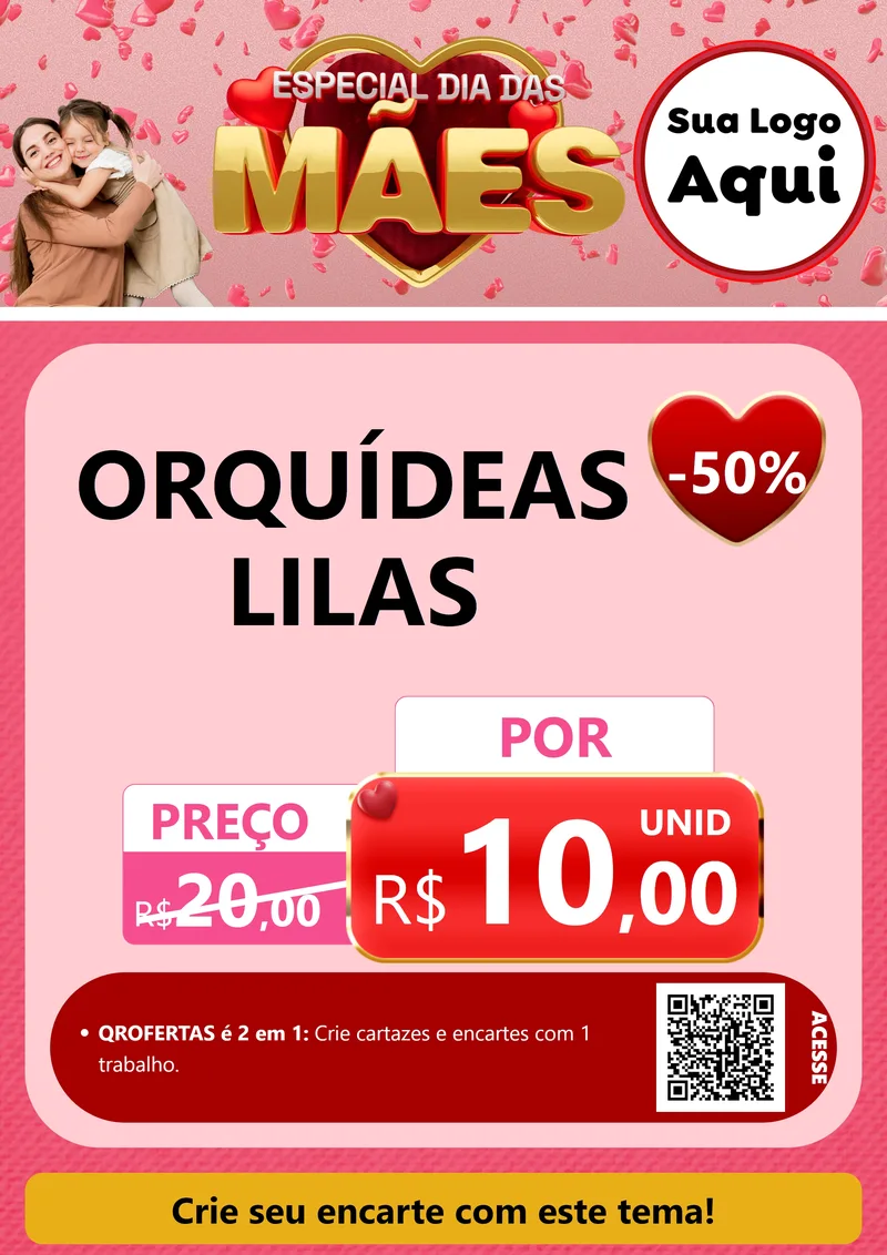 Modelo de Cartaz para Cartaz A4 Vertical com o tema Especial Dia Das Mães para Floricultura e jardim