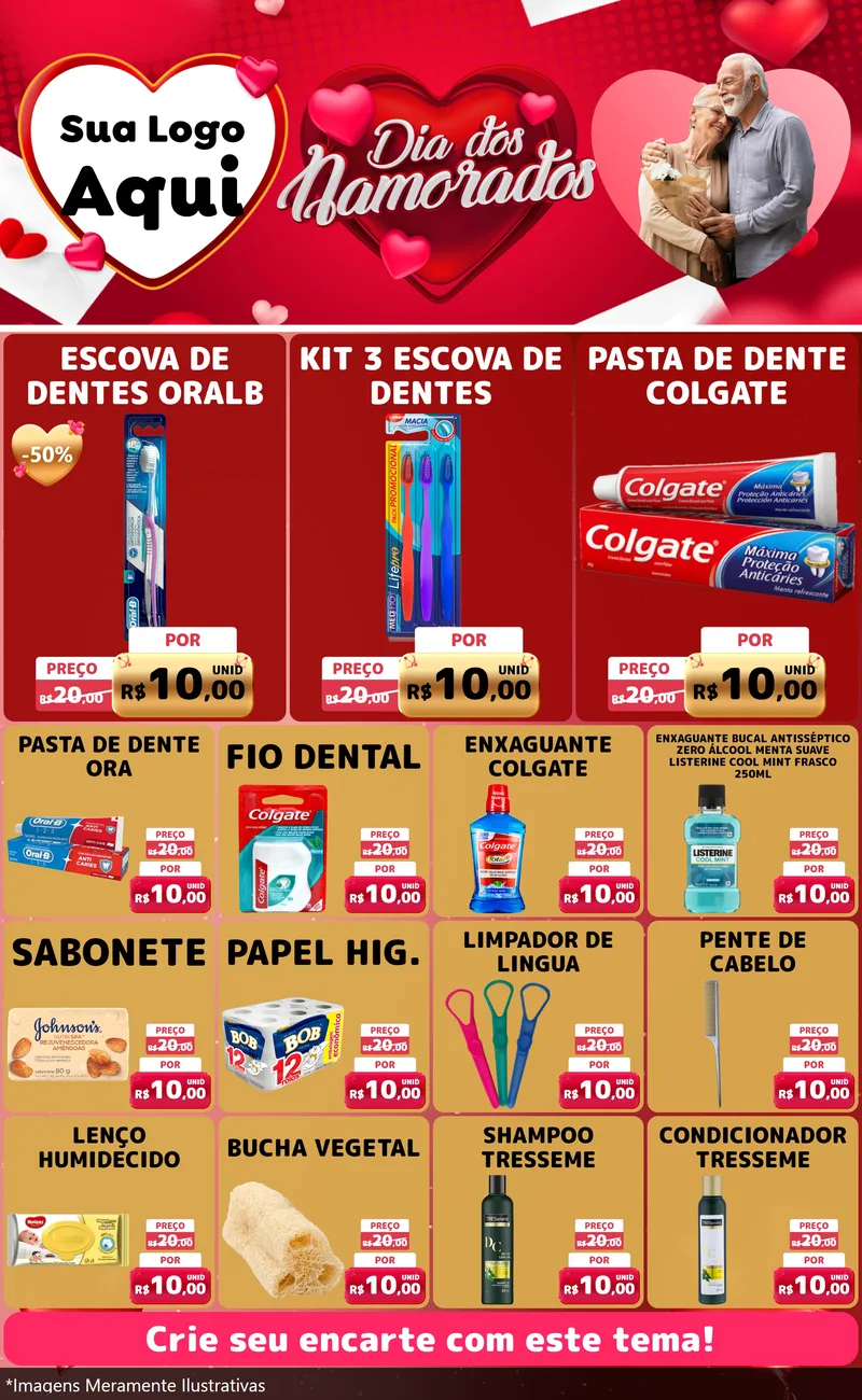 Modelo de Encarte para Encarte Grande com o tema Dia Dos Namorados para Higiene Pessoal