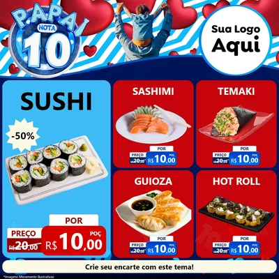 Modelo de Rede Social para Feed Facebook com o tema Papai Nota 10 para Comida japonesa