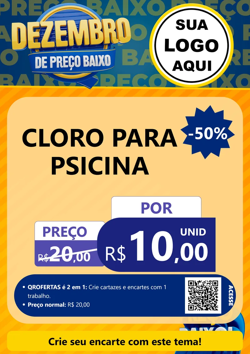 Modelo de Cartaz para Cartaz A4 Vertical com o tema Dezembro de Preço Baixo para Produtos para Piscina