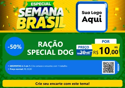 Modelo de Cartaz para Cartaz A4 Horizontal com o tema Especial Semana do Brasil para Pet Shop