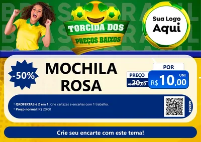 Modelo de Cartaz para Cartaz A4 Horizontal com o tema Torcida dos Preços Baixos - Copa para Papelaria