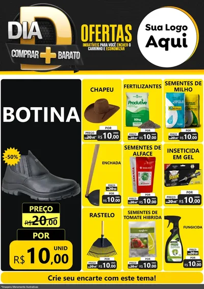 Modelo de Encarte para Encarte A4 Vertical com o tema Dia D Mais Economia para Agropecuária