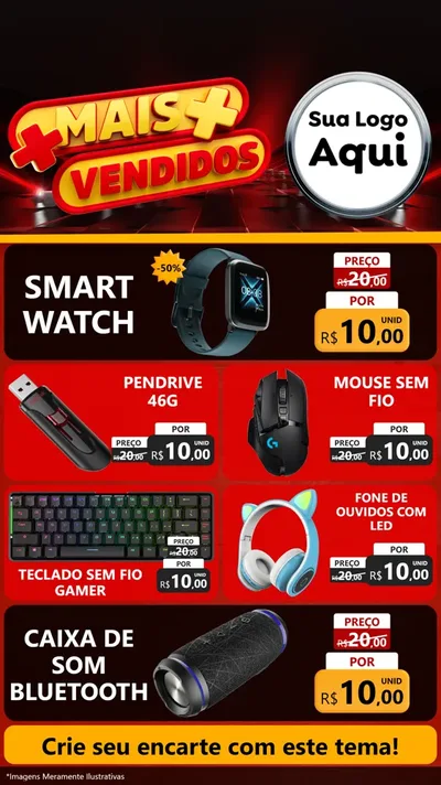 Modelo de TV para TV Vertical com o tema Mais Vendidos para Informática