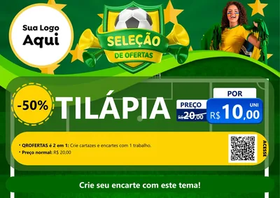 Modelo de Cartaz para Cartaz A4 Horizontal com o tema Seleção de Ofertas - Copa para Peixaria