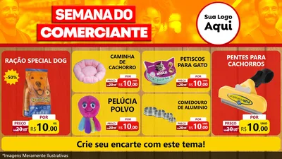 Modelo de TV para TV Horizontal com o tema Semana do Comerciante para Pet Shop