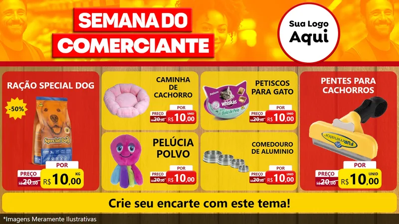 Modelo de TV para TV Horizontal com o tema Semana do Comerciante para Pet Shop