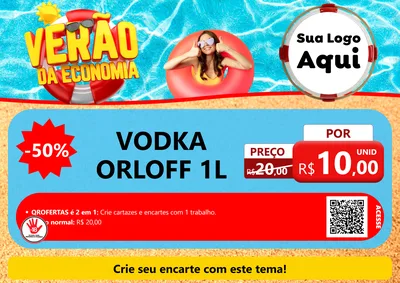 Modelo de Cartaz para Cartaz A4 Horizontal com o tema Verão da Economia para Distribuidora de bebidas