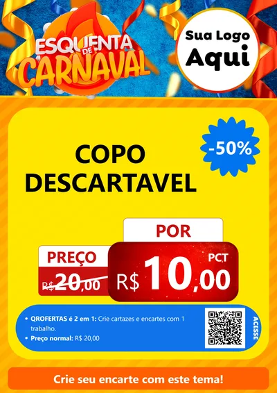 Modelo de Cartaz para Cartaz A4 Vertical com o tema Esquenta de Carnaval para Embalagens