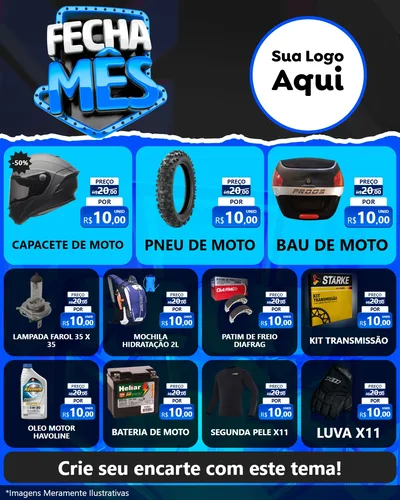 Modelo de Rede Social para Feed Instagram com o tema Fecha Mês para Moto peças
